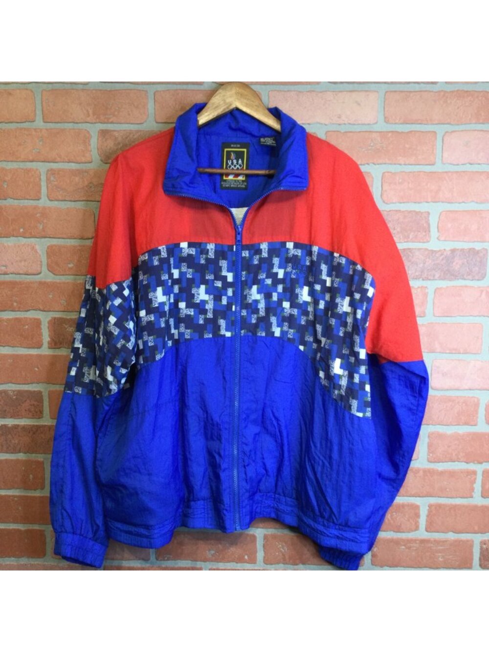 Vintage 90s Team USA Olympic Windbreaker Jacket JCPenney Colorblock Track Size L